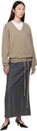 LE17SEPTEMBRE Taupe Alpaca V-Neck Sweater