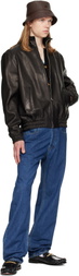 Valentino Black High Neck Leather Jacket