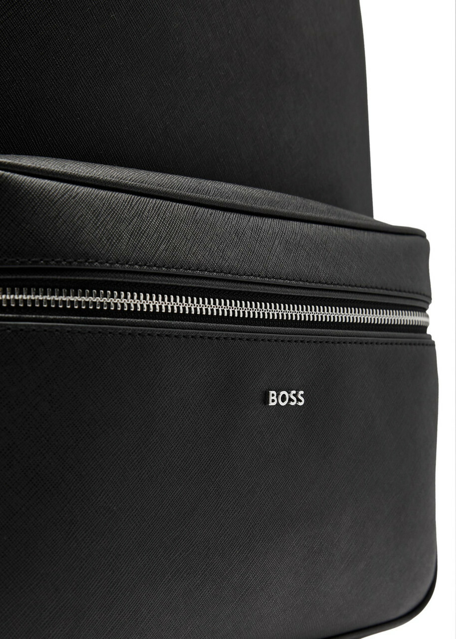 Boss Northon Logo Saffiano Leather Backpack - Black - One Size