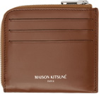 Maison Kitsuné Brown Fox Head Zipped Wallet