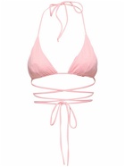MAGDA BUTRYM Jersey Triangle Bikini Top with Roses