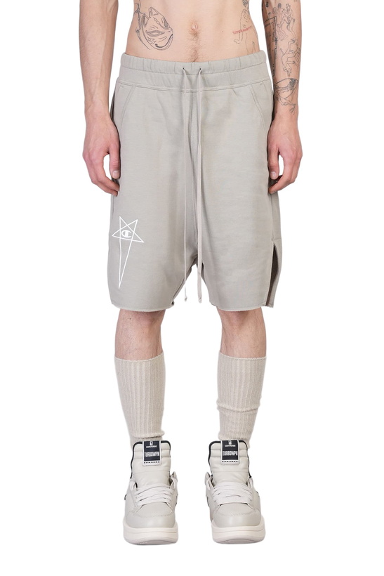 Photo: Rick Owens x Champion Beveled Pods Shorts In Taupe Cotton