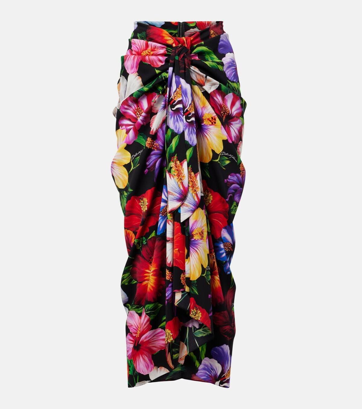 Dolce&Gabbana Draped floral silk-blend midi skirt