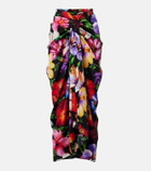 Dolce&Gabbana Draped floral silk-blend midi skirt