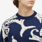 Percival Men's Grecian Freize Crew Neck Sweater in Navy