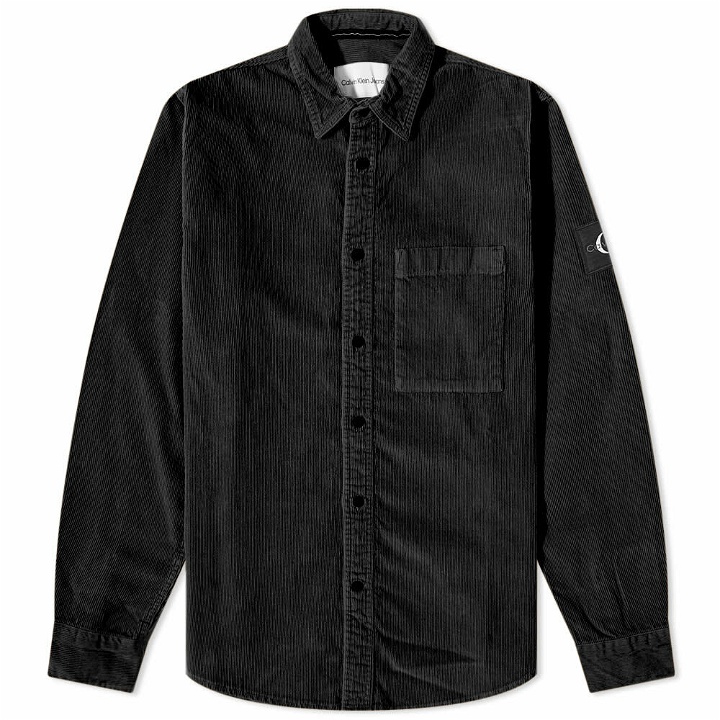 Photo: Calvin Klein Men's Monologo Badge Corduroy Shirt in Black