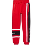 Givenchy - Slim-Fit Tapered Logo-Embroidered Striped Loopback Cotton-Jersey Sweatpants - Red