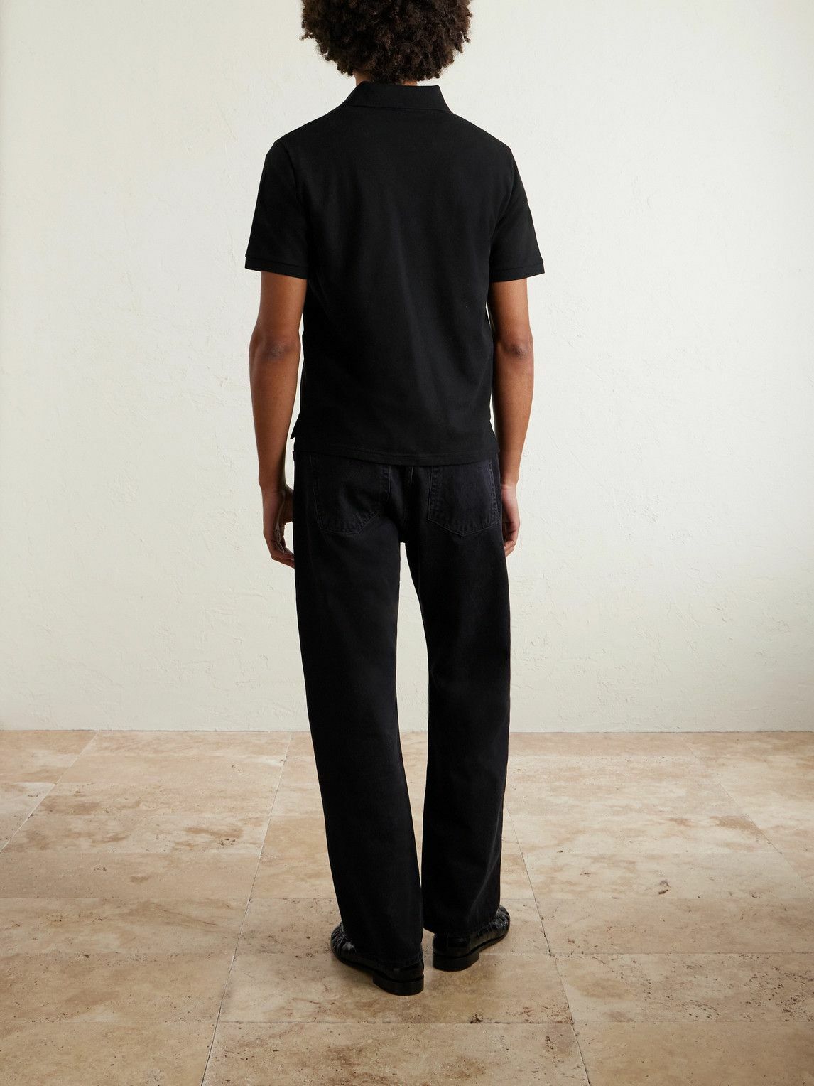 SAINT LAURENT - Logo-Embroidered Cotton-Blend Piqué Polo Shirt - Black