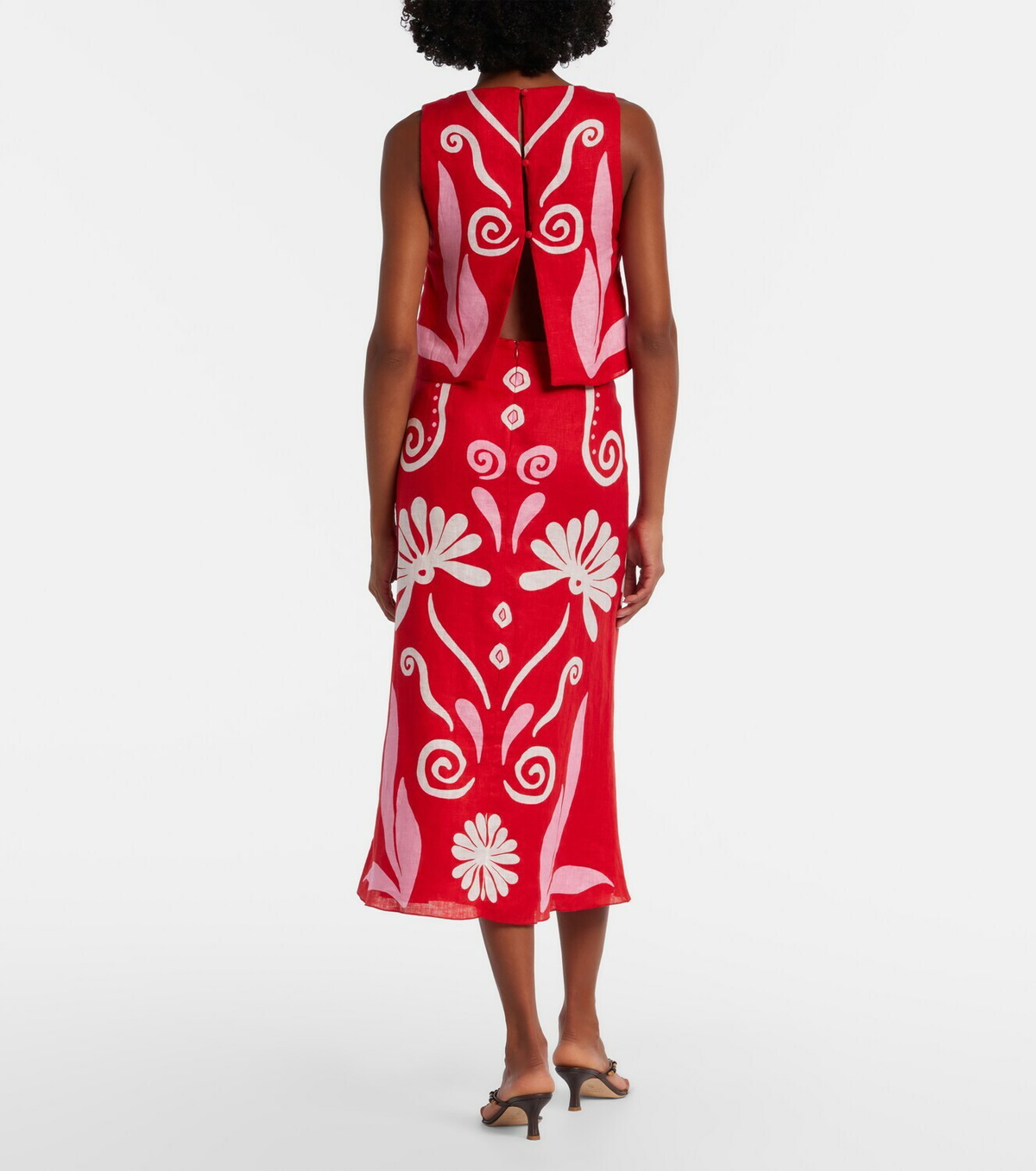 Cala de la Cruz Fabiana printed linen midi skirt