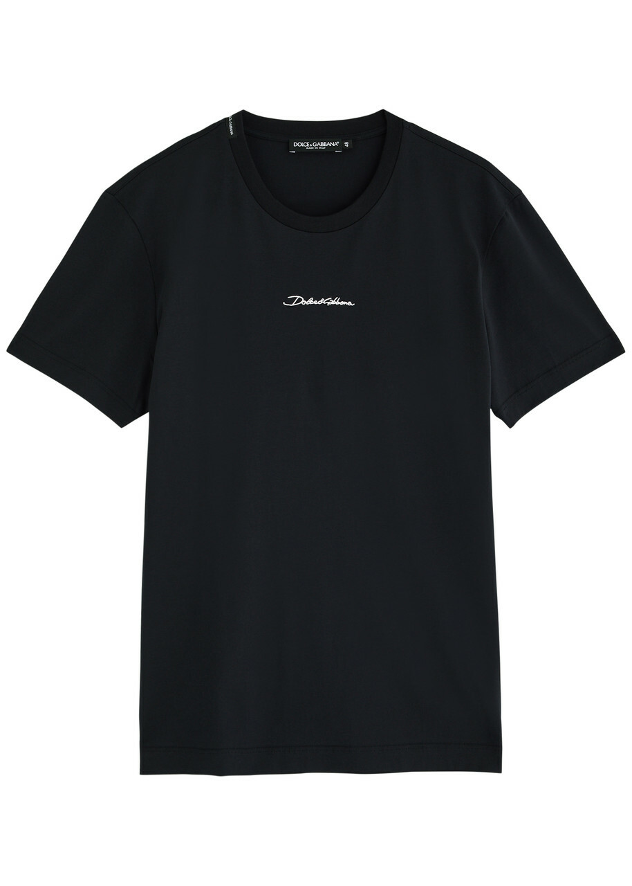 Dolce & Gabbana T-SHIRT WITH LOGO APPLIQUE Tシャツ ロゴ Dolce & Gabbana Logo-appliqué Cotton T-shirt Dark Blue Dolce