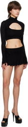 Danielle Guizio Black Scalloped Miniskirt