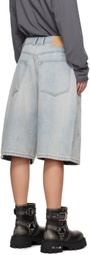 We11done Blue Loose-Fit Denim Shorts