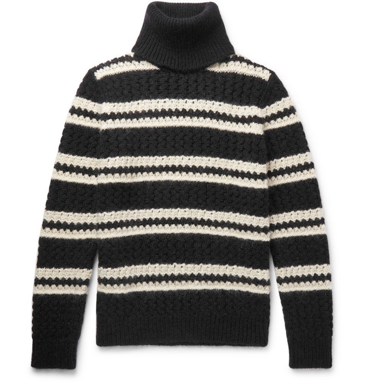 Photo: Saint Laurent - Oversized Striped Wool-Blend Rollneck Sweater - Men - Black