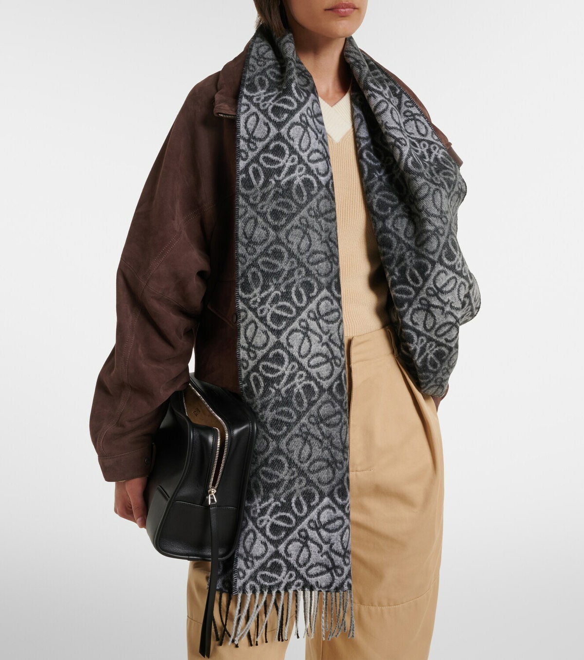 Loewe Anagram wool and cashmere scarf