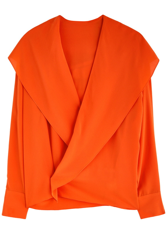 Photo: Petar Petrov The Soul Hooded Silk-chiffon Wrap Blouse Red