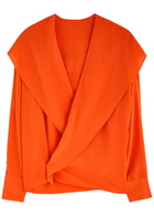 Petar Petrov The Soul Hooded Silk-chiffon Wrap Blouse Red