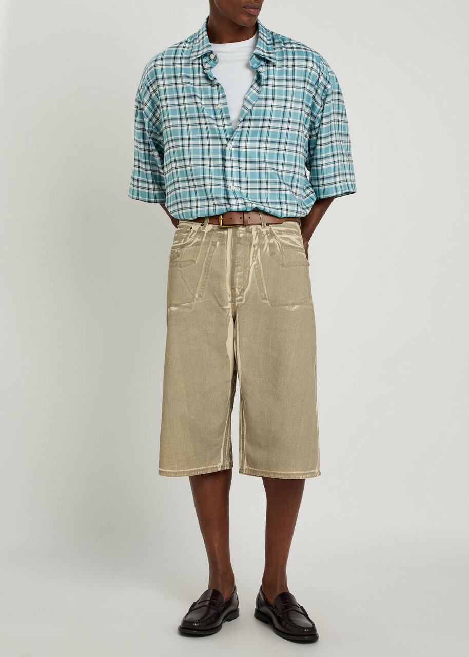 Acne Studios Two-tone Denim Shorts Beige
