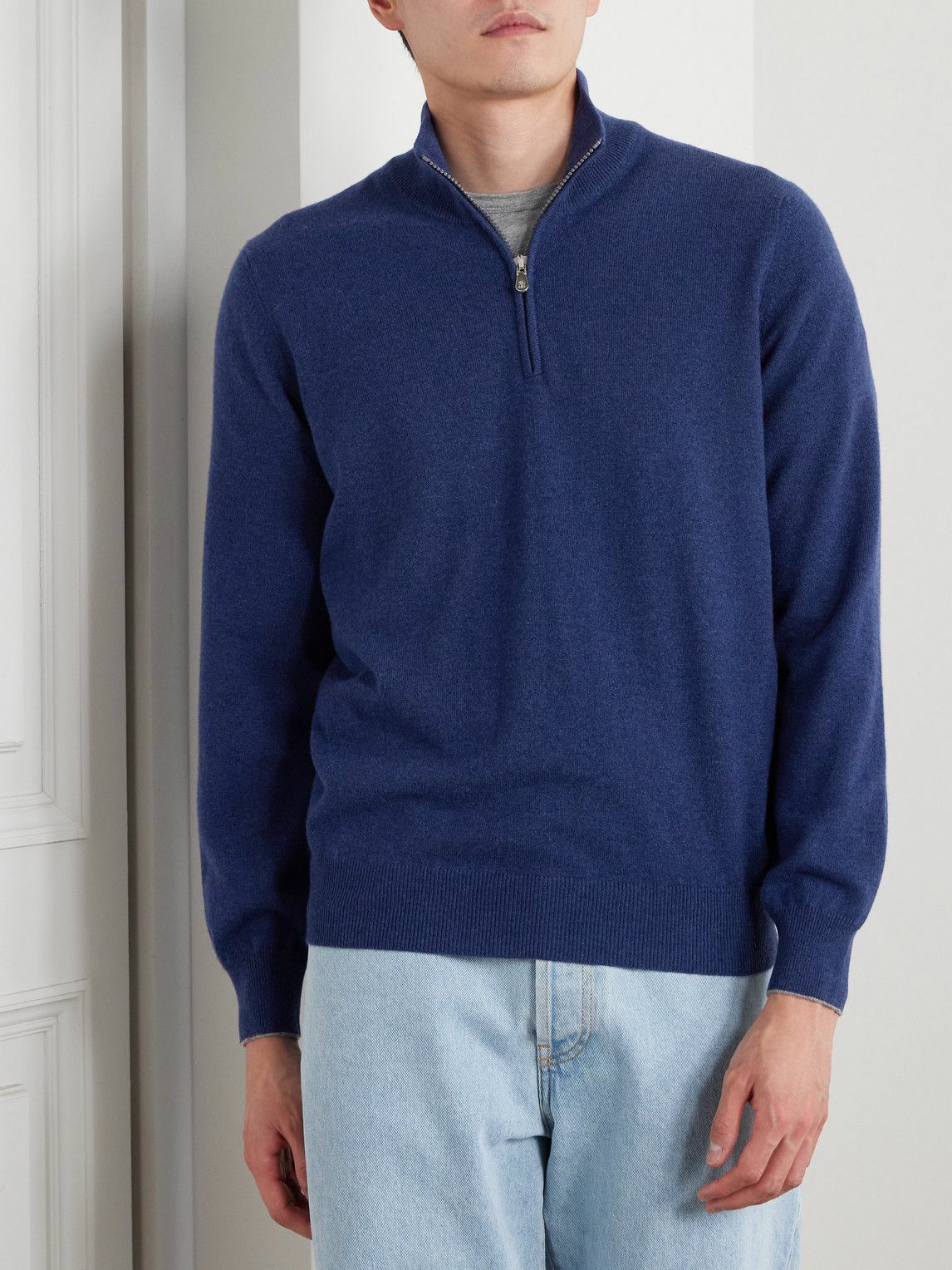 Brunello Cucinelli - Cashmere Half-Zip Sweater - Blue Brunello