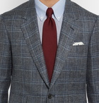 Kingsman - Grey Harry Slim-Fit Checked Silk, Linen and Wool-Blend Blazer - Gray