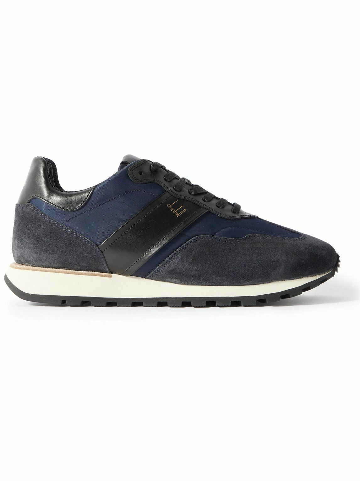 Photo: Dunhill - Legacy Runner Suede-Trimmed Leather and Nylon Sneakers - Blue