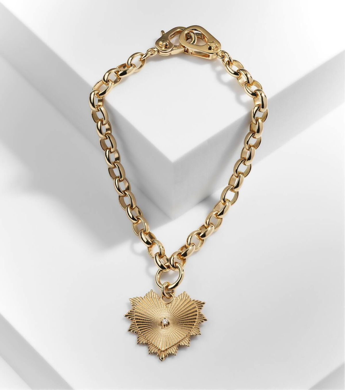 Foundrae Heart Love Medium 18kt gold chain bracelet with diamonds
