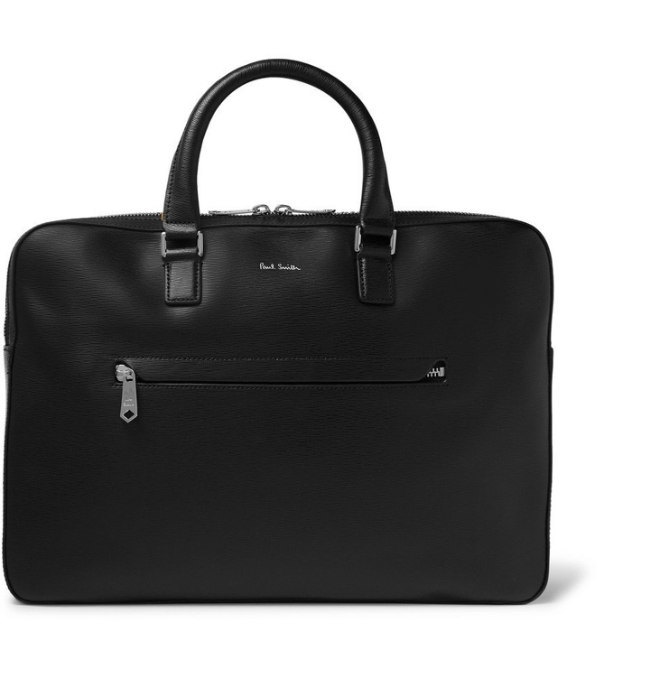 Photo: Paul Smith - Contrast-Tipped Textured-Leather Briefcase - Men - Black