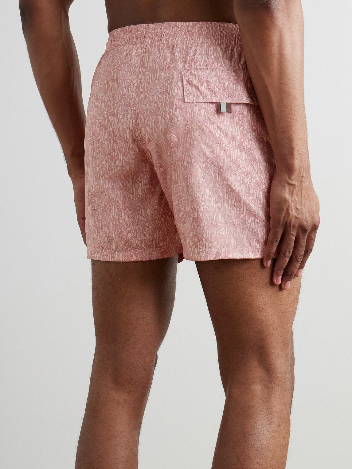 Canali - Straight-Leg Mid-Length Printed Swim Shorts - Pink