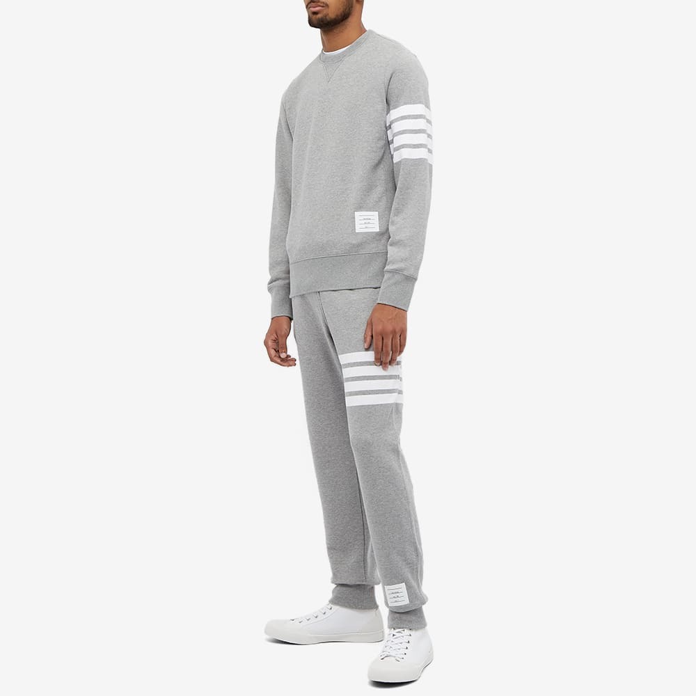 Thom Browne Men's Engineered Stripe Crew Sweat in Light Grey Thom