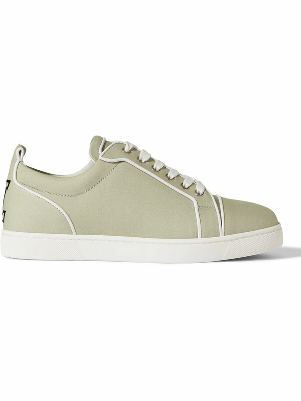 Photo: Christian Louboutin - Varsijunior Leather-Trimmed Cotton-Gabardine Sneakers - Neutrals