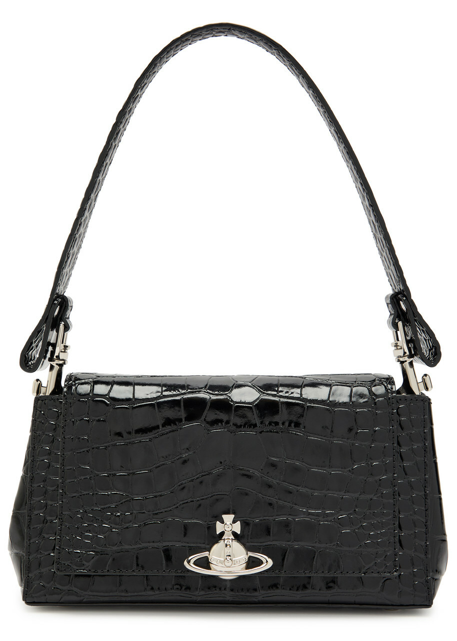 Vivienne Westwood Hazel Medium Crocodile-effect Patent Leather Shoulder bag - Black - One Size