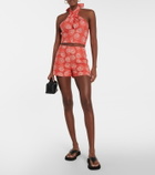 Staud - Kai printed halterneck crop top