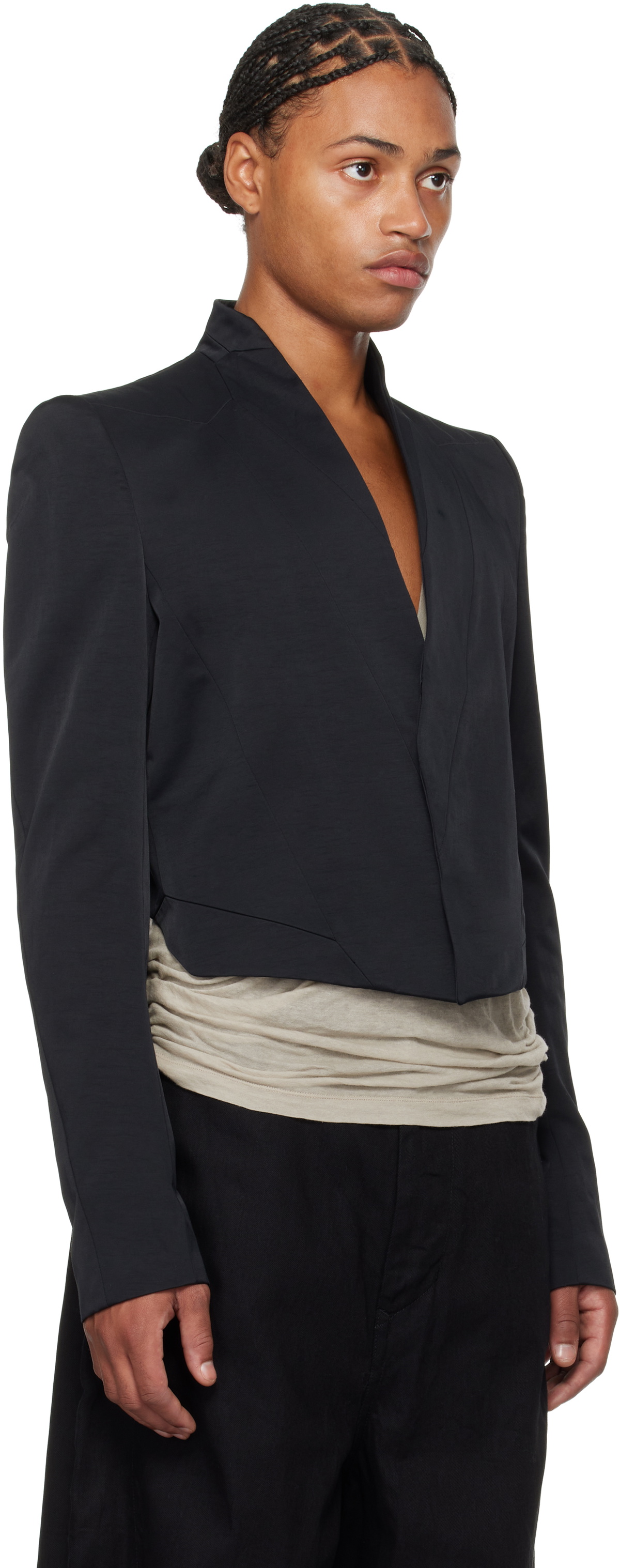 Julius Black Cropped Prism Blazer Julius