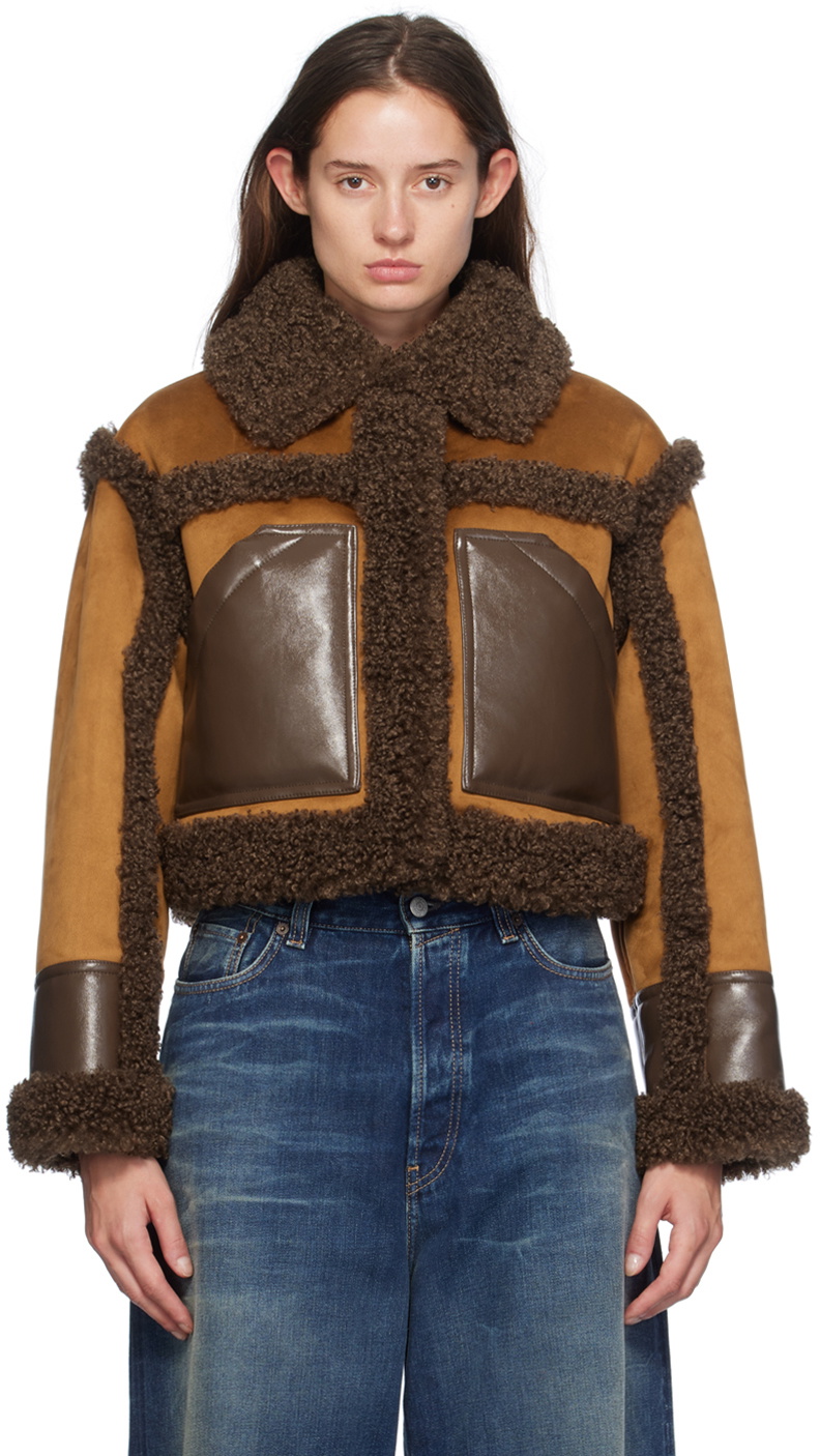 ★STAND STUDIO★ Fake shearling down jacket light brown 6195 Stand Studio Tan & Brown Edith Faux-Shearling Jacket Stand