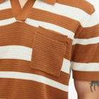 Percival Men's Paros Stripe Polo Shirt in Tan/Ecru