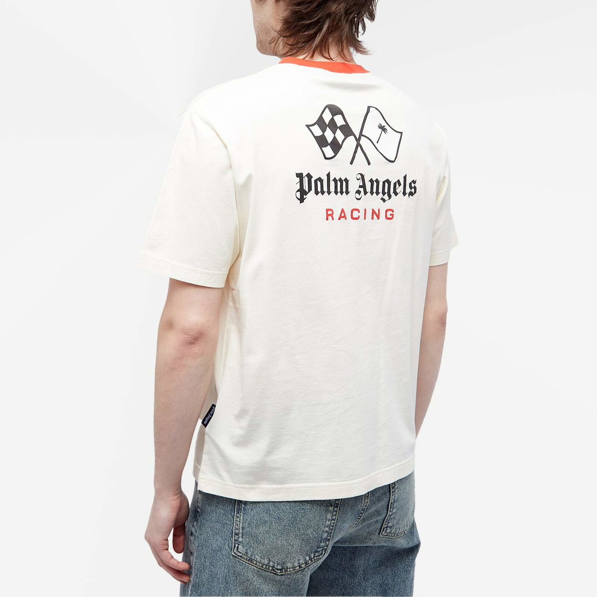 Tシャツ・カットソー Palm Angels PMAA001S24JER001 RACING CLUB T-shirt Palm Angels x Haas racing-print cotton T-shirt black/white
