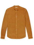 BOGLIOLI - Grandad-Collar Linen Shirt - Orange