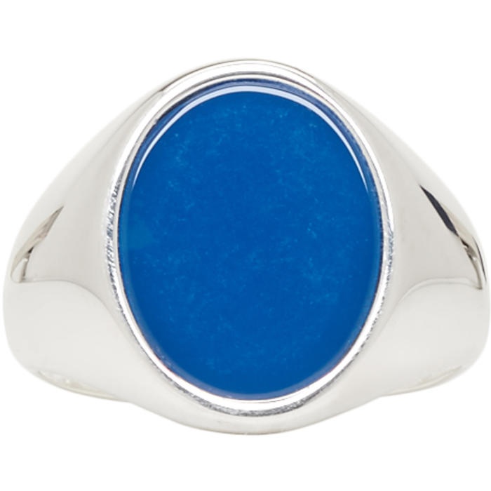 Photo: Maison Margiela Silver and Blue Signet Ring 