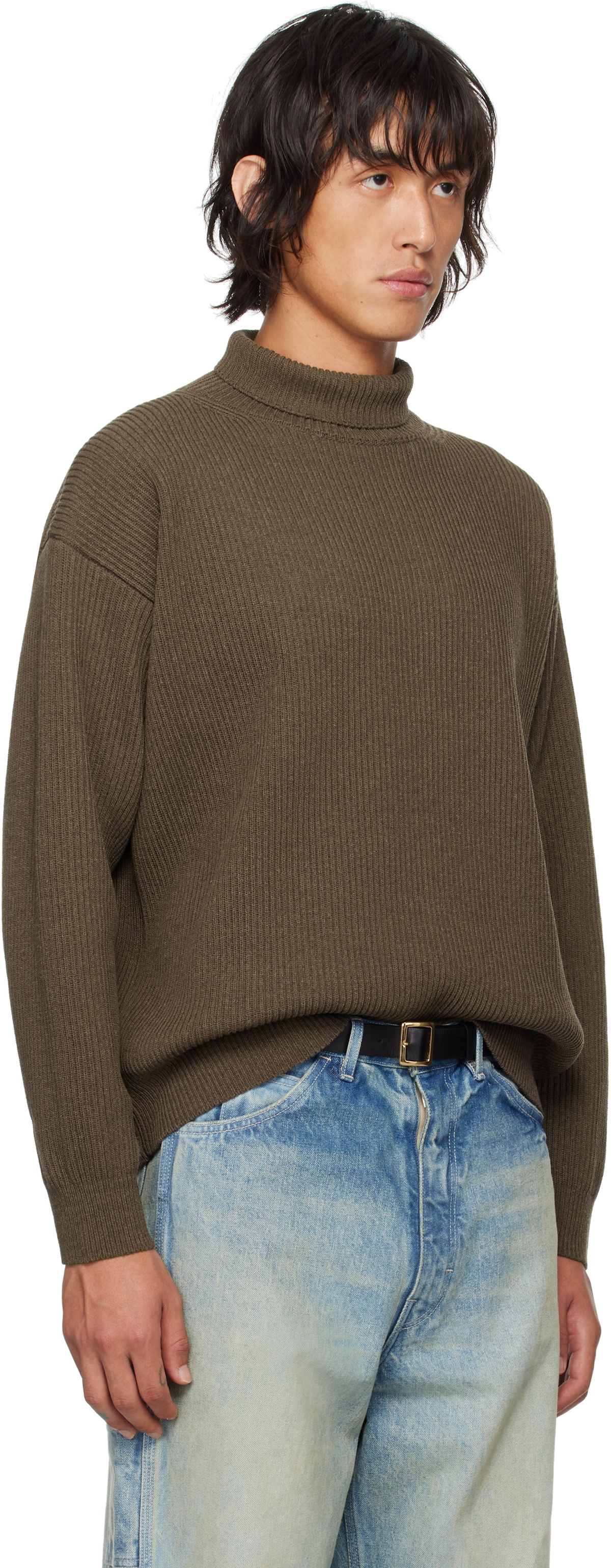 AURALEE Brown Super Fine Wool Turtleneck