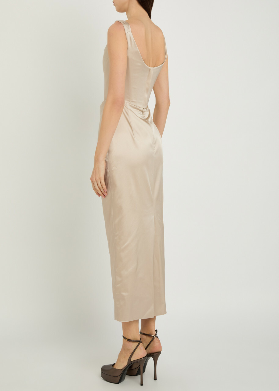 Vivienne Westwood Suzie Corset Satin Midi Dress Sand