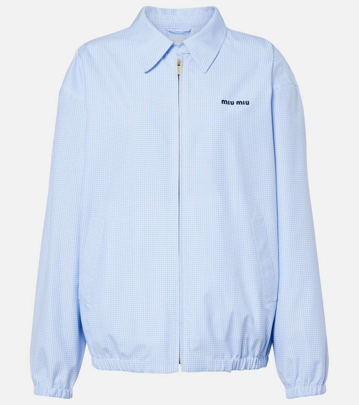 Miu Miu Logo gingham cotton blouson jacket