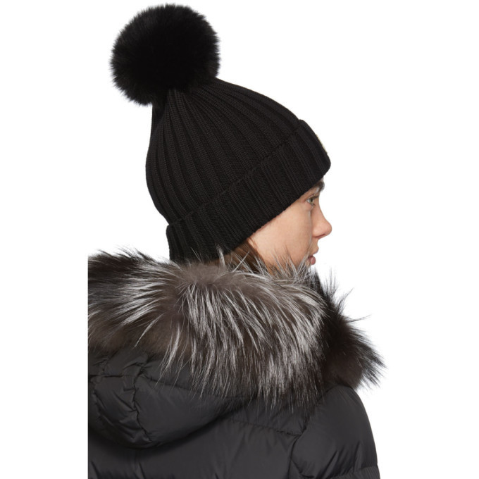 Moncler Black Pom Pom Beanie Moncler