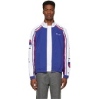 Champion Reverse Weave Blue and White Striped Zip Track Jacket