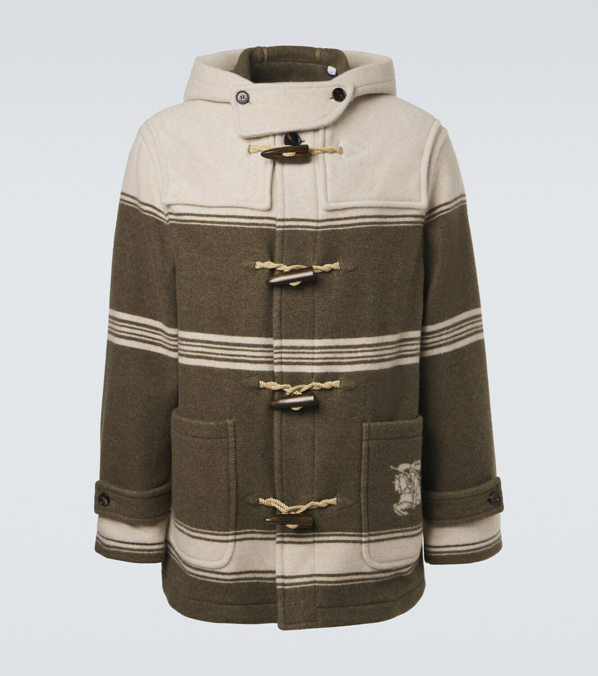 Burberry Striped wool and cotton-blend duffel coat