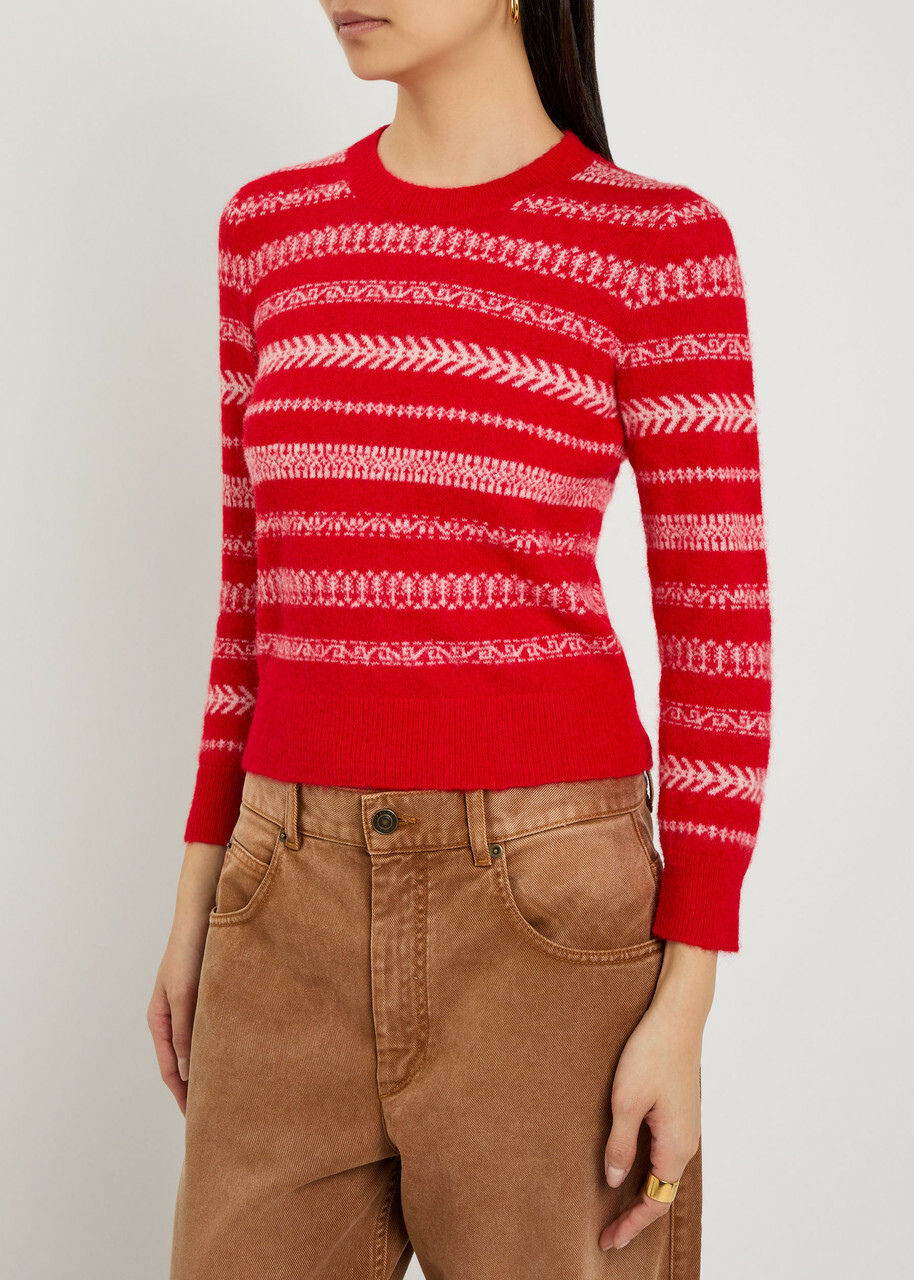 Isabel Marant étoile Amity Fair Isle Brushed Alpaca-blend Jumper Red
