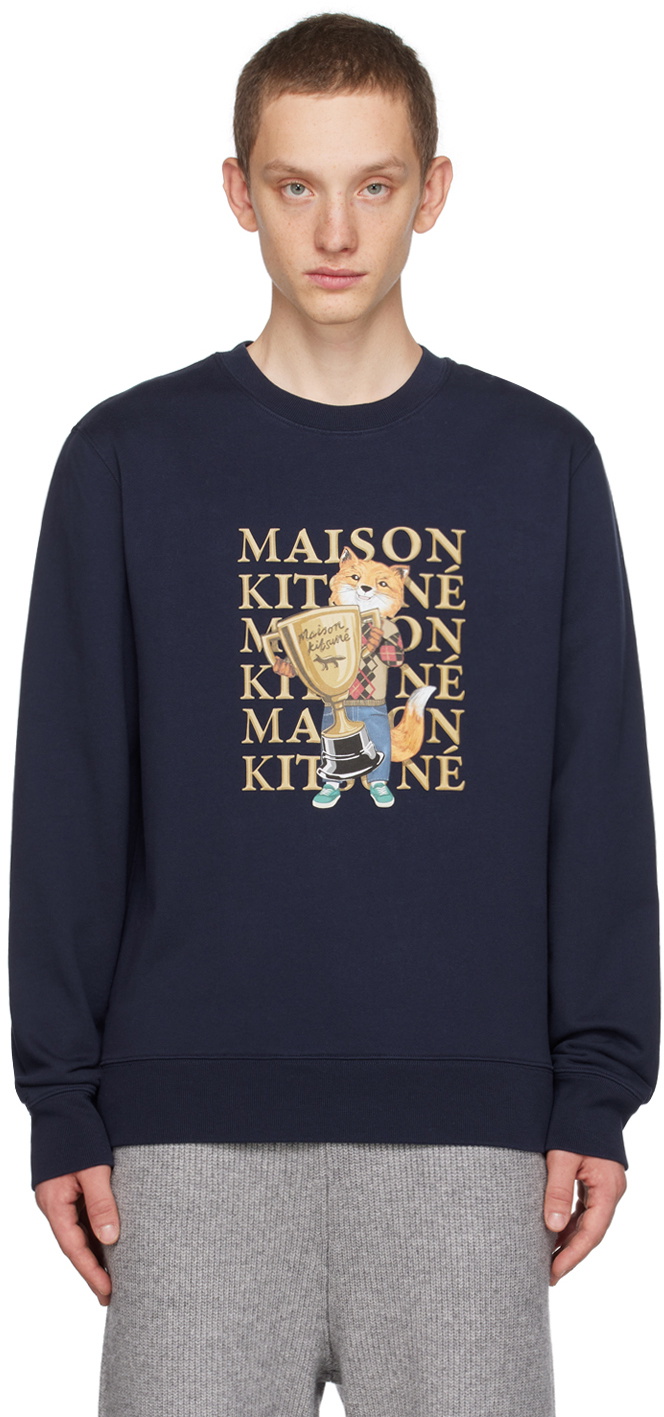 Maison Kitsun Navy Champion Fox Sweatshirt Maison Kitsune