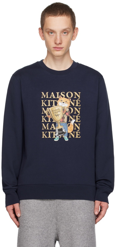 Photo: Maison Kitsuné Navy Champion Fox Sweatshirt