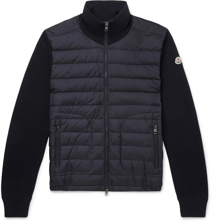 Photo: Moncler - Panelled Jersey and Quilted Shell Down Jacket - Men - Midnight blue