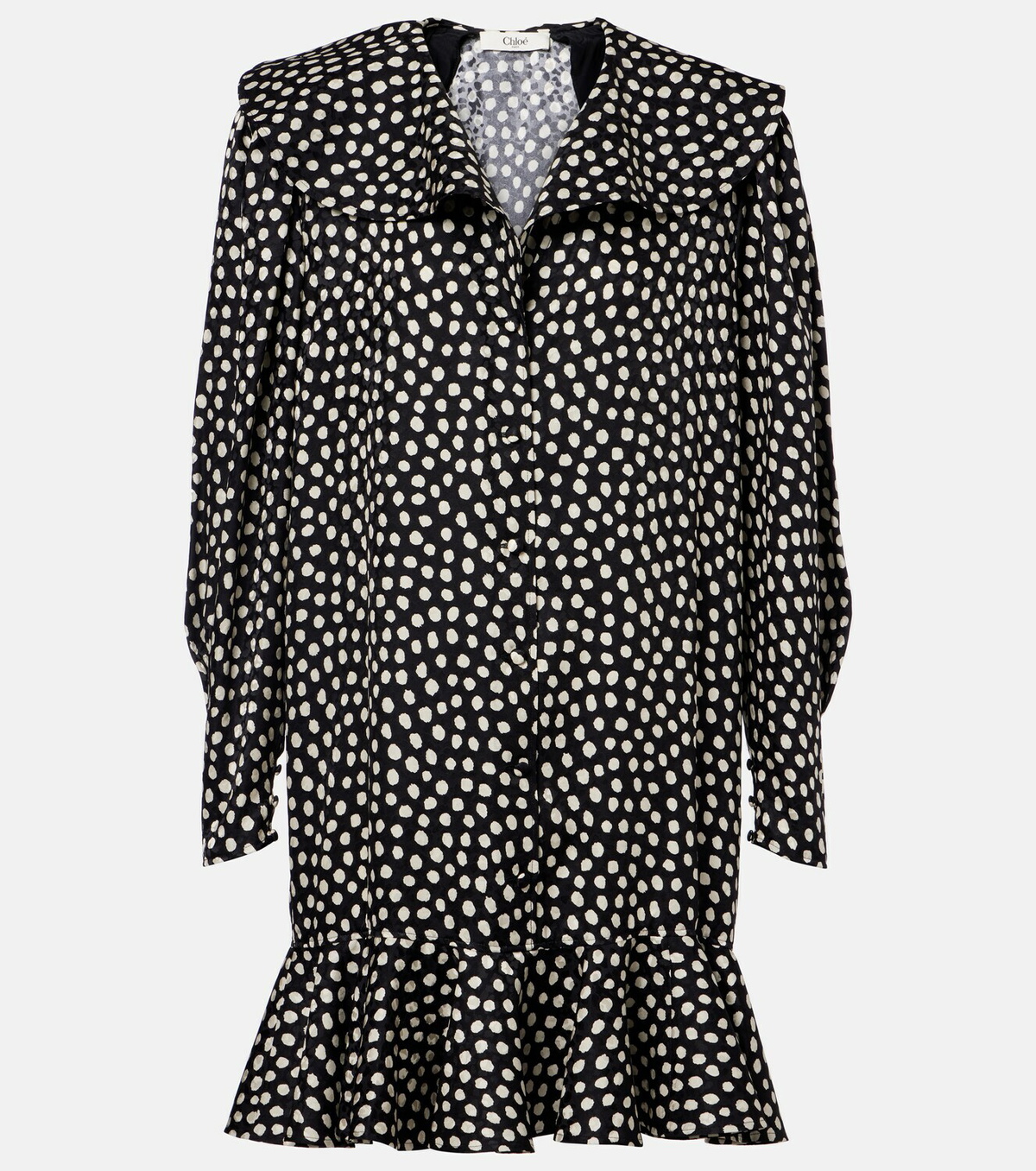 Chloé Polka-dot silk jacquard minidress