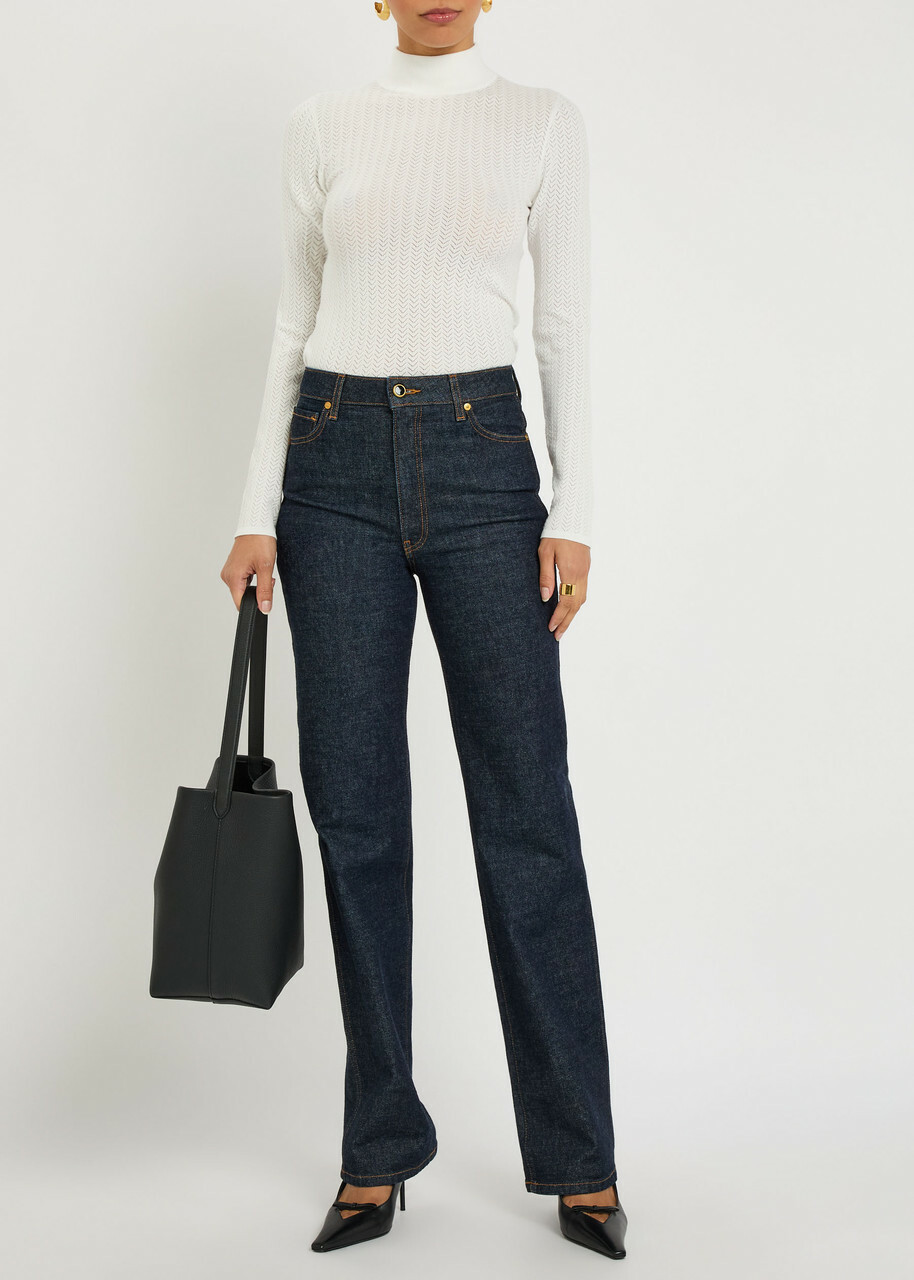 Alice + Olivia Lanie Pointelle Knit top White