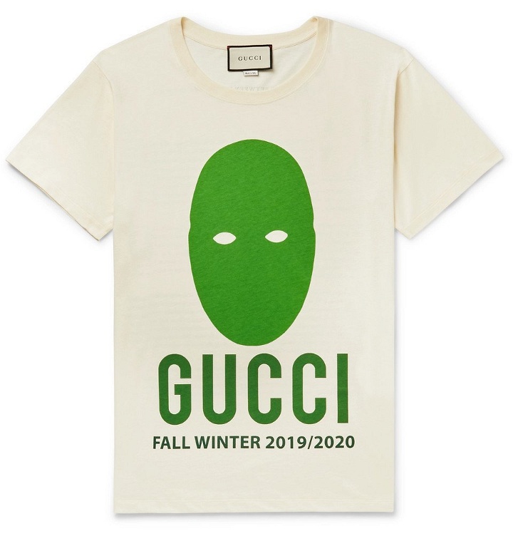 Photo: Gucci - Printed Cotton-Jersey T-Shirt - Cream